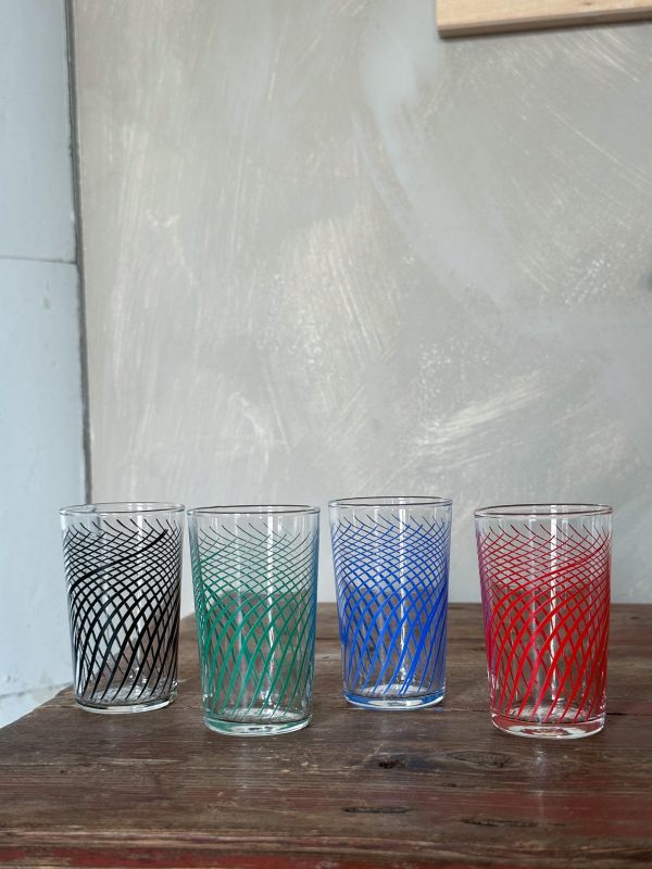 Retro glas i färg 4 st