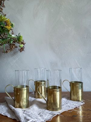 Irish coffee glas med mässinghållare 4 st