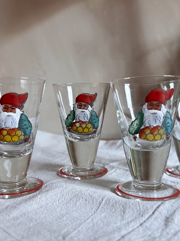 Snapsglas med tomtemotiv, handmålade 4st - Bild 5