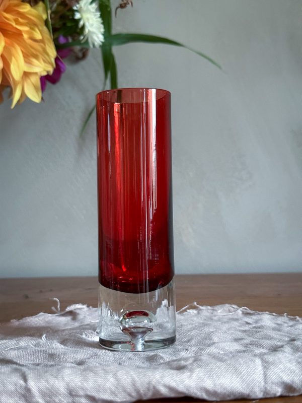 Iittala - Tillskriven Tapio Wirkkala röd glas vas - Bild 2