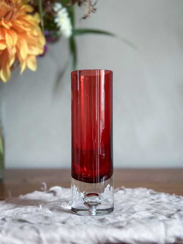 Iittala - Tillskriven Tapio Wirkkala röd glas vas - Bild 4