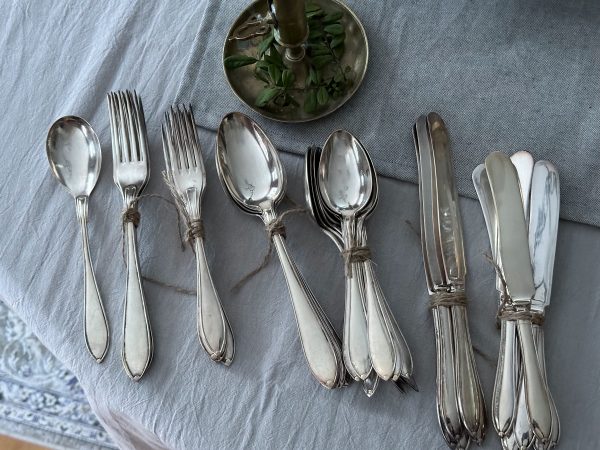 40 delar nysilver bestick svensk ruter