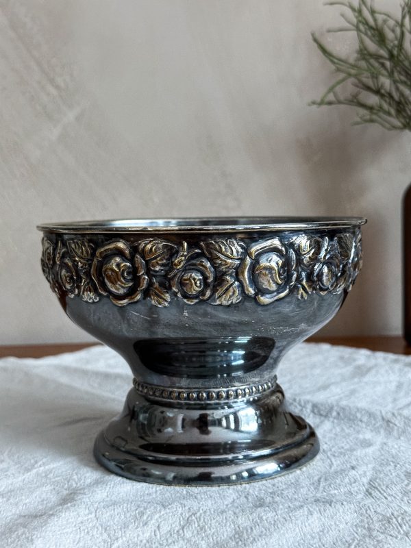Nysilver skål på fot - Bild 2
