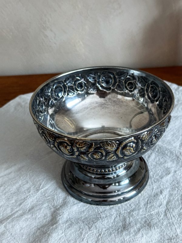 Nysilver skål på fot - Bild 3