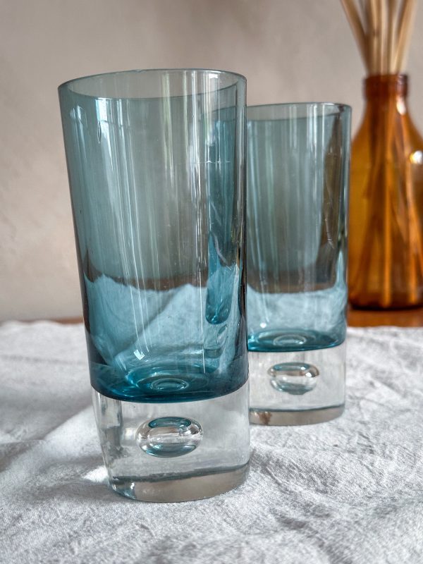 Iittala- Tillskriven Tapio Wirkkala vaser blått glas 2 st - Bild 2