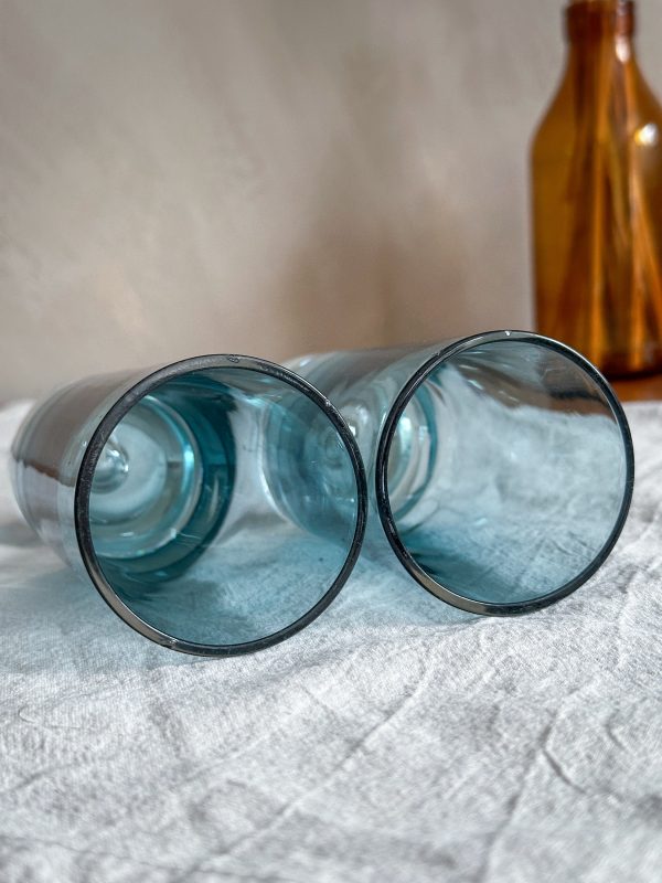 Iittala- Tillskriven Tapio Wirkkala vaser blått glas 2 st - Bild 4