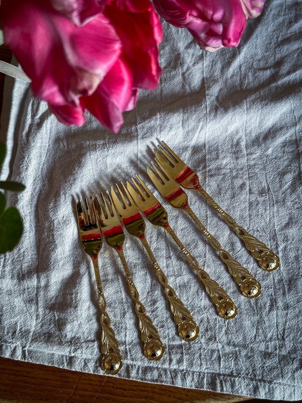 Dessertgafflar med rosdetalj 6 st - Bild 2