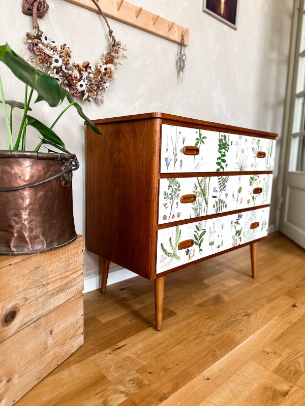 Teak Byrå 1950 tal, tapetserad i Nordens Flora - Bild 4