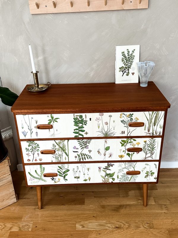 Teak Byrå 1950 tal, tapetserad i Nordens Flora - Bild 8