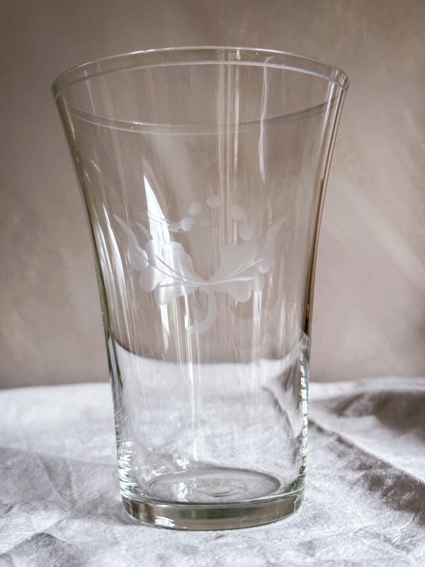 Äldre öl/drink glas slipad dekor - Bild 2