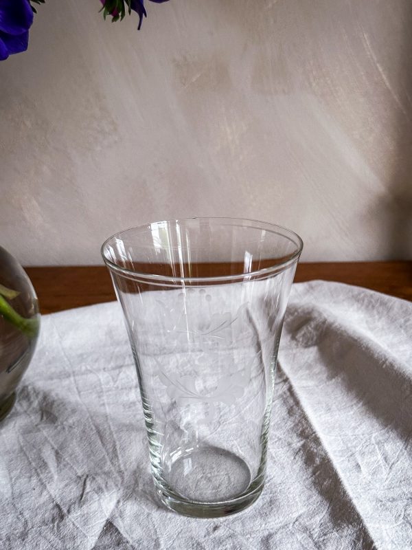 Äldre öl/drink glas slipad dekor - Bild 4
