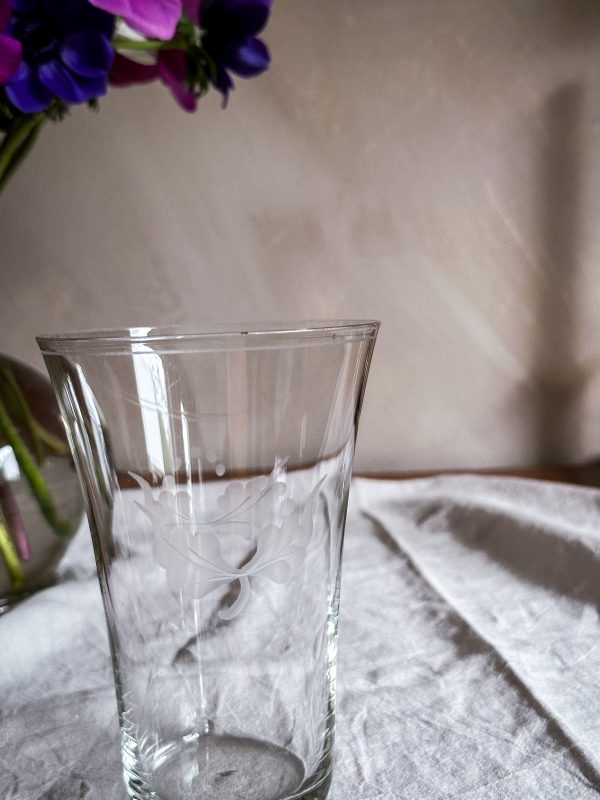 Äldre öl/drink glas slipad dekor - Bild 5