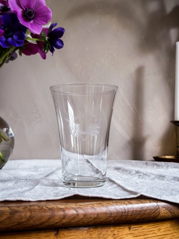 Äldre öl/drink glas slipad dekor - Bild 3