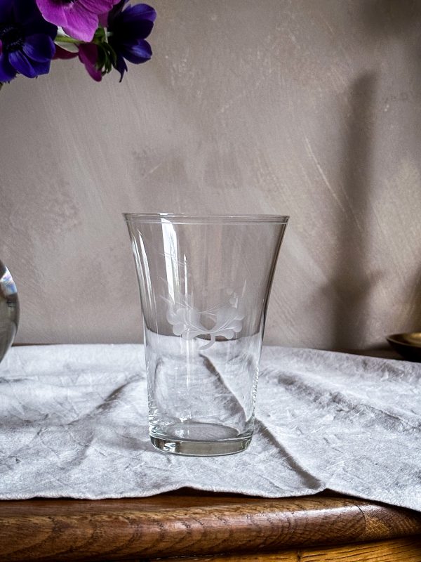 Äldre öl/drink glas slipad dekor - Bild 6