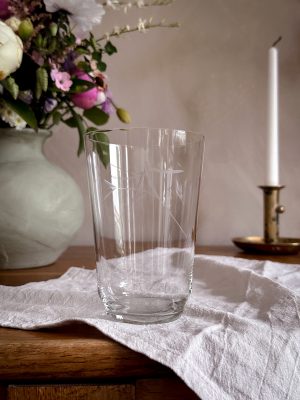 Öl/Drink glas tunna slipad dekor
