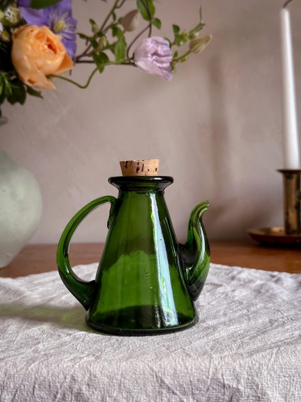 Vinäger/olivolja kanna i grönt glas - Bild 3