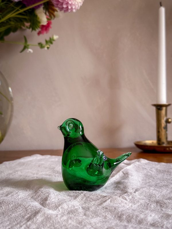 Bergdala glasbruk - grön glasfågel