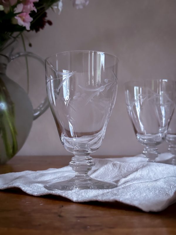Vinglas slipad dekor päronformade. Tidigt 1900 tal - Bild 3