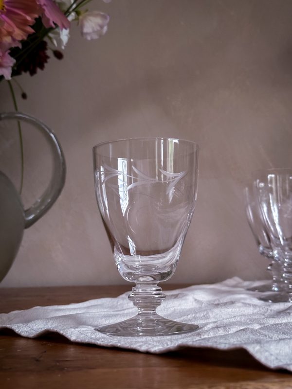 Vinglas slipad dekor päronformade. Tidigt 1900 tal - Bild 6