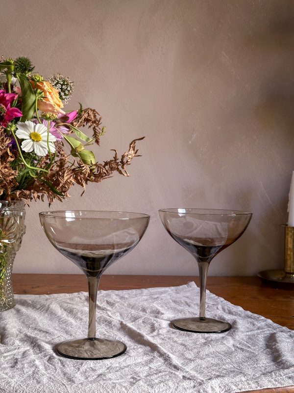 Munblåsta Coupeglas/Champagneglas - Rökfärgade, Art Deco stil - Bild 2