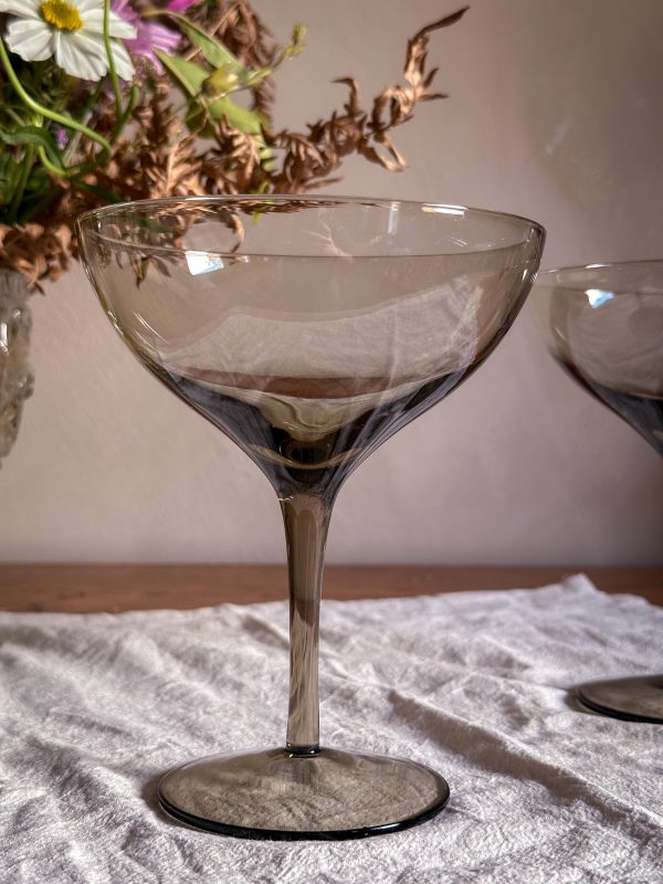 Munblåsta Coupeglas/Champagneglas - Rökfärgade, Art Deco stil - Bild 4
