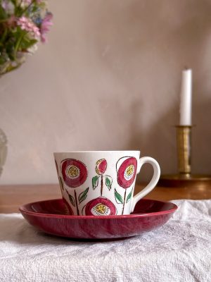 Upsala-ekeby/Gefle - Röd Solros Kaffekopp