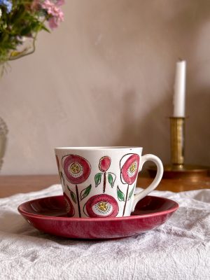 Upsala-ekeby/Gefle  - Röd Solros Kaffekopp