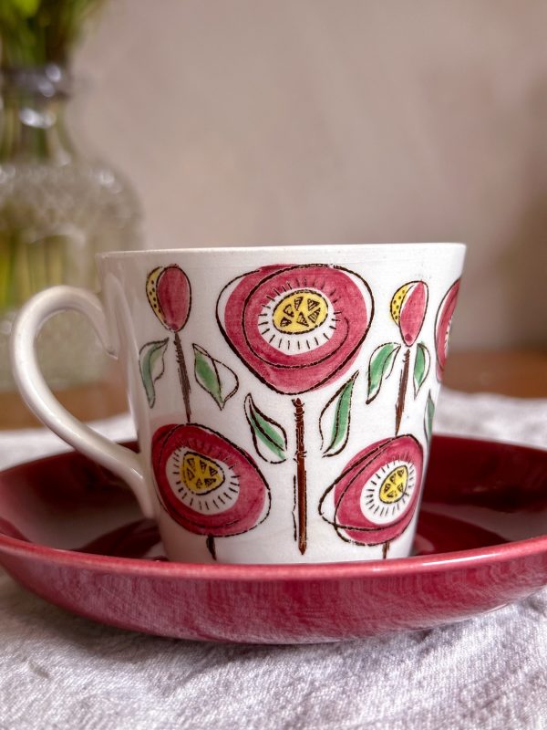 Upsala-ekeby/Gefle  - Röd Solros Kaffekopp - Bild 6