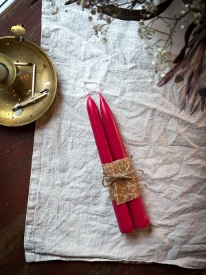 Handstöpta Kronljus 2 st Röd (18-19cm)
