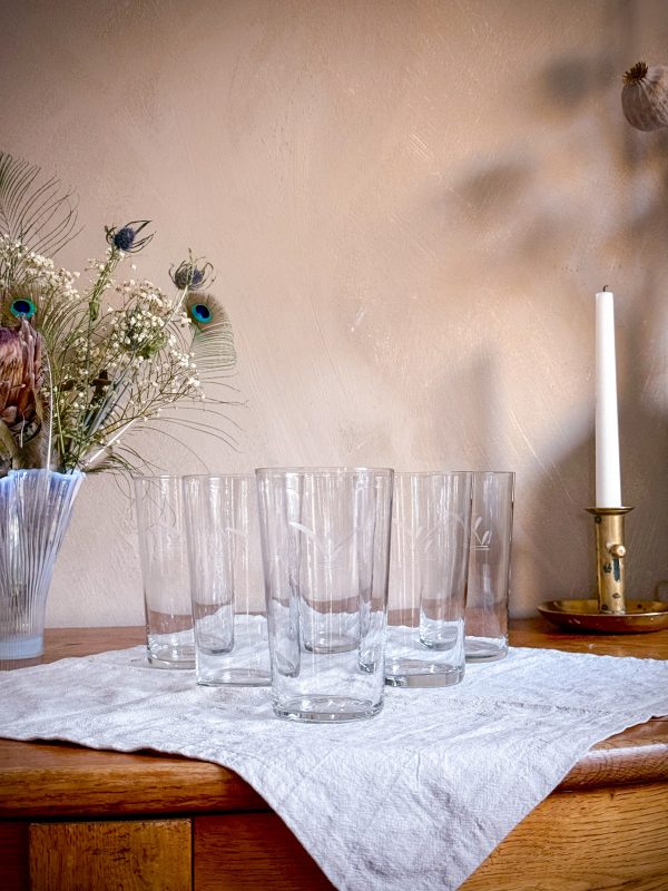 Äldre öl/drinkglas med etsad dekor - Bild 5