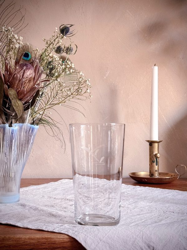 Äldre öl/drinkglas med etsad dekor - Bild 2