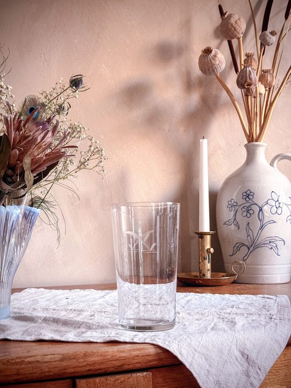 Äldre öl/drinkglas med etsad dekor - Bild 3