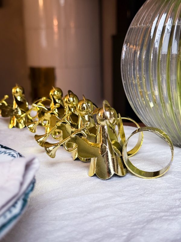 Servettringar Änglar m trumpet i guld metall 6 st - Bild 9