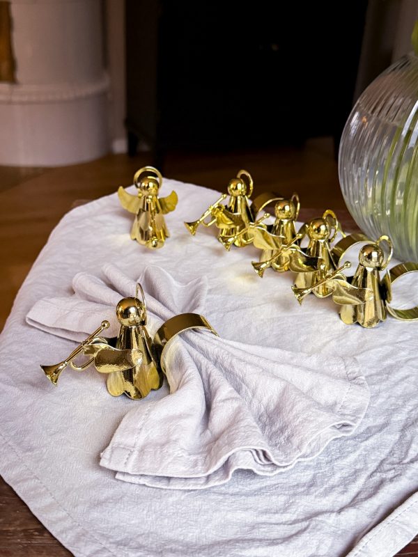 Servettringar Änglar m trumpet i guld metall 6 st - Bild 5