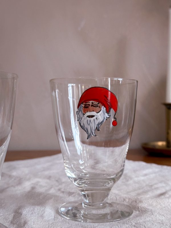 Selter/mumma glas med handmålad tomte - Bild 3