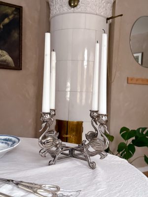 Svanljusstake silverplätterad, Art Deco