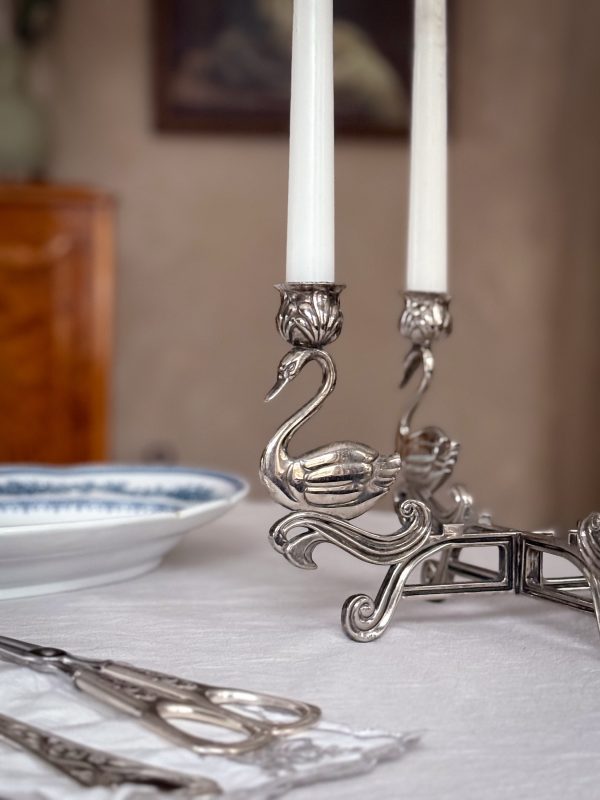 Svanljusstake silverplätterad, Art Deco - Bild 5