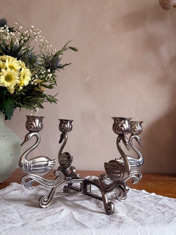 Svanljusstake silverplätterad, Art Deco - Bild 7