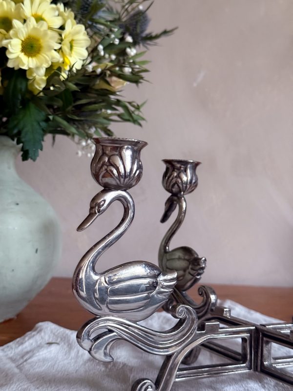 Svanljusstake silverplätterad, Art Deco - Bild 10