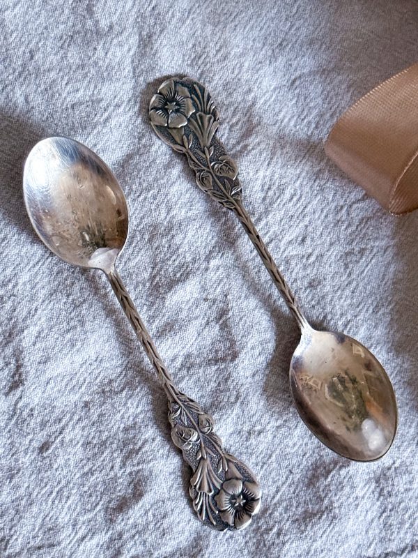 Kaffesked nysilver blomdekor - Bild 2