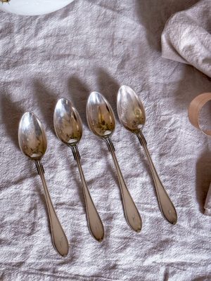 Svenskruter teskedar, nysilver gravyr 'A'