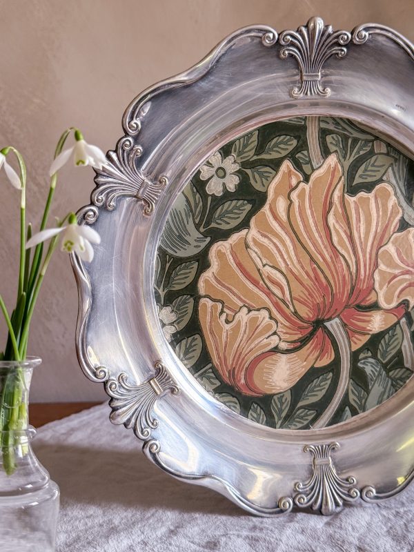 Nysilverbricka med William Morris tapet - Bild 4