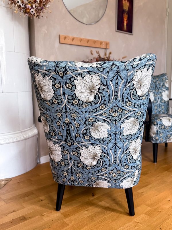Swedish Modern Fåtölj 40/50 tal klädd i William Morris tyg - Bild 10
