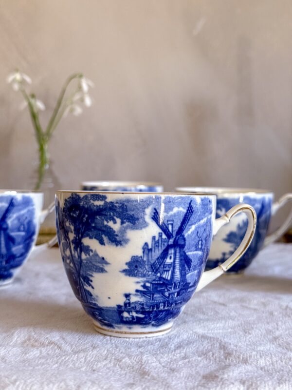 Palissy ware - Windmill kaffekoppar 5 st - Bild 2