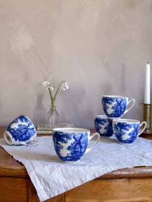 Palissy ware - Windmill kaffekoppar 5 st