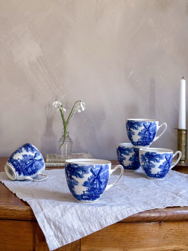 Palissy ware - Windmill kaffekoppar 5 st