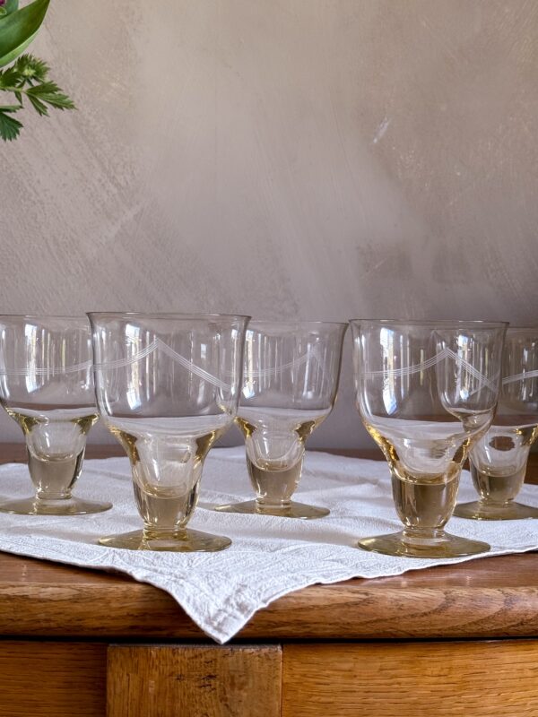 Vinglas i kristall i gultonat glas 5 st - Bild 4